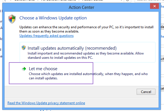 turn off windows update in windows 8