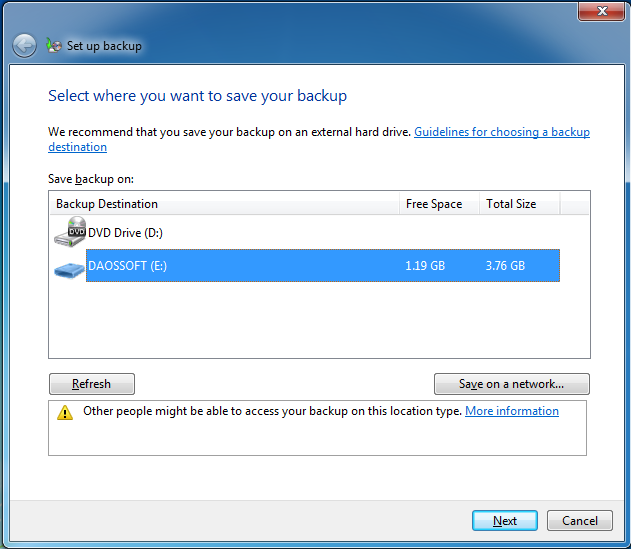 Backup destination
