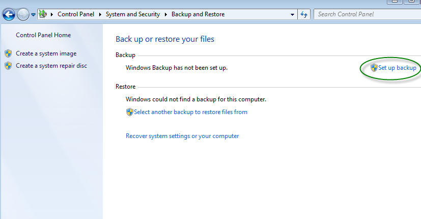 set up backup
