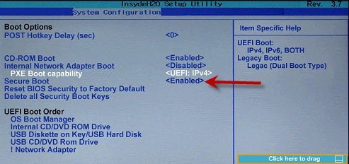 system config tab