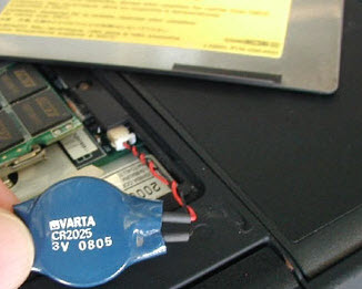 Remove laptop CMOS battery