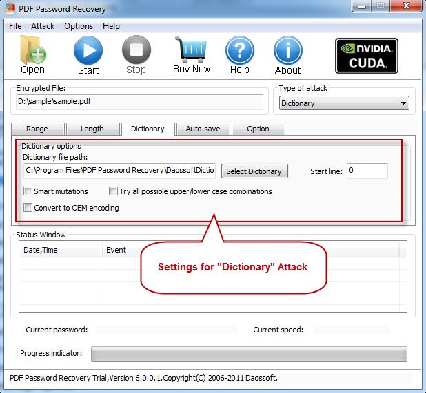 Setting Dictionary Attack