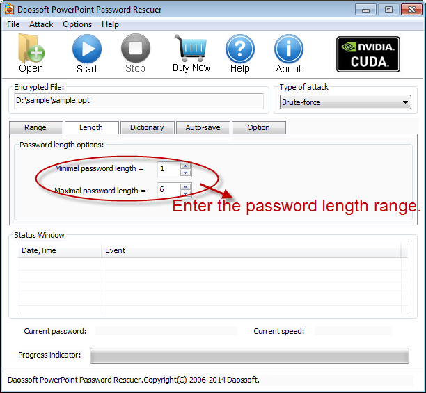 Password length settings