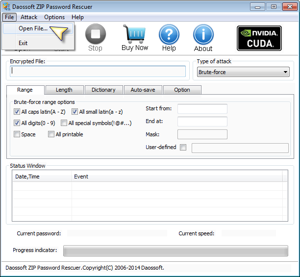 Open the lost zip password file