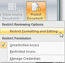 Restrict formatting and editing