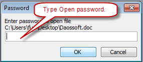 enter the open password