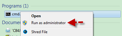 run cmd as administrator