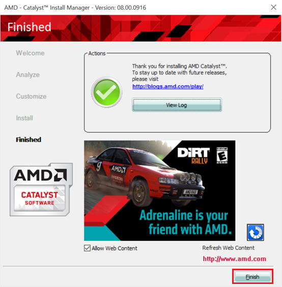 AMD catalyst installation finished