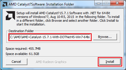 AMD catalyst software installation folder
