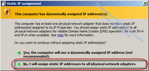 Static IP assignment