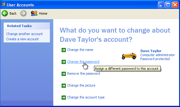 change the password