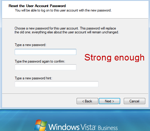 new a strong password