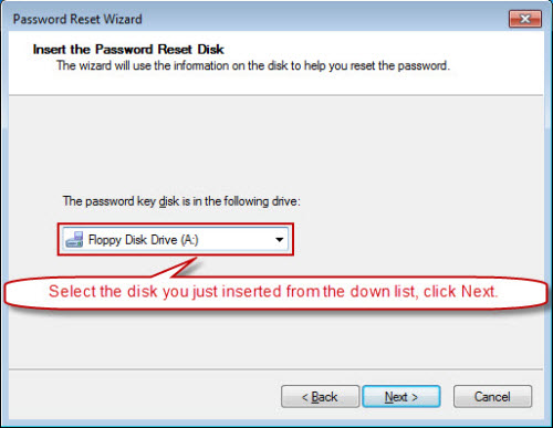 insert and select password disk