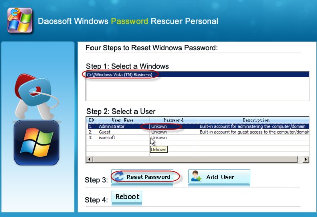 reset password