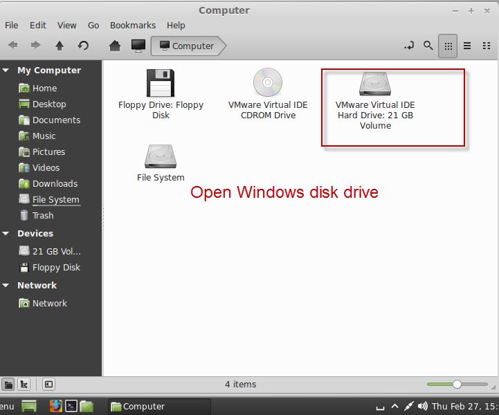 Open the Windows disk drive