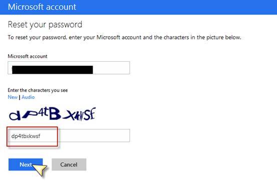 enter your microsoft account