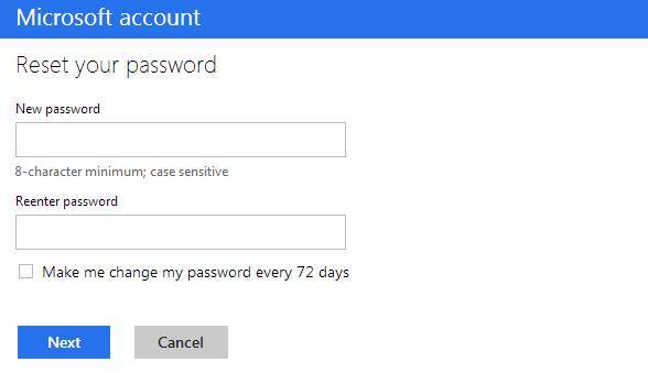 reset your outlook account password