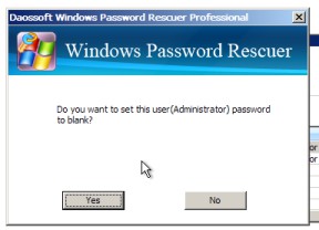 click reset password and yes to go on