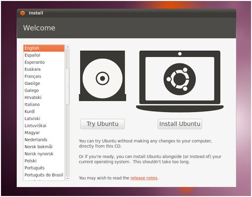 select try ubuntu to start