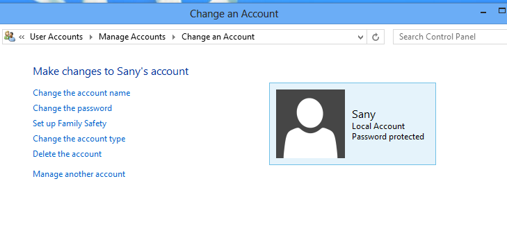 click change the password