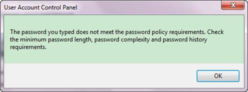 password not meet the requirements