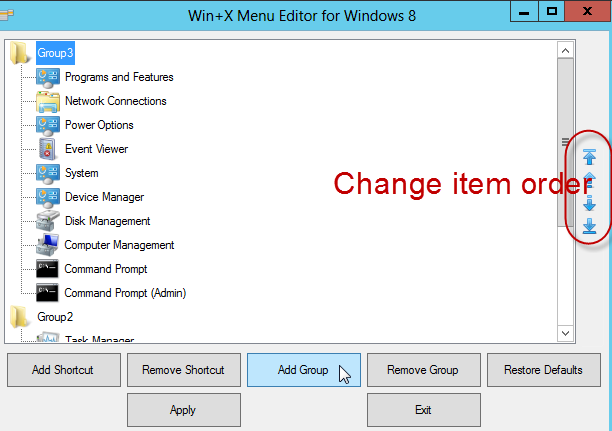 change menu item order