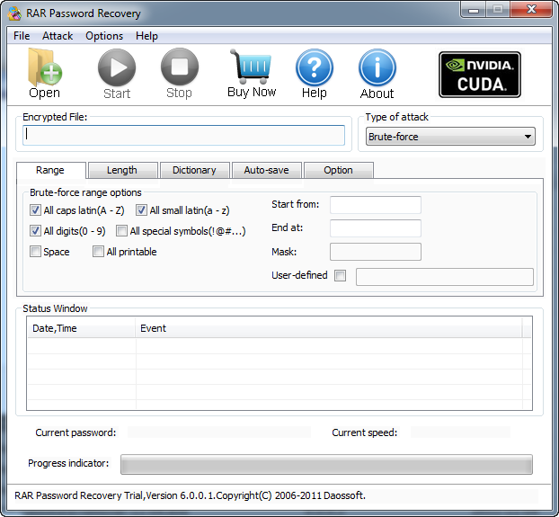 Click to view RAR Password Decryption 6.0.0.5 screenshot