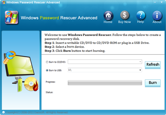 Click to view Windows Password Rescuer Advanced 6.0.0.1 screenshot