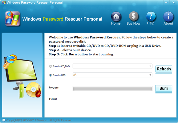 Click to view Windows Password Rescuer Personal 6.0.0.1 screenshot