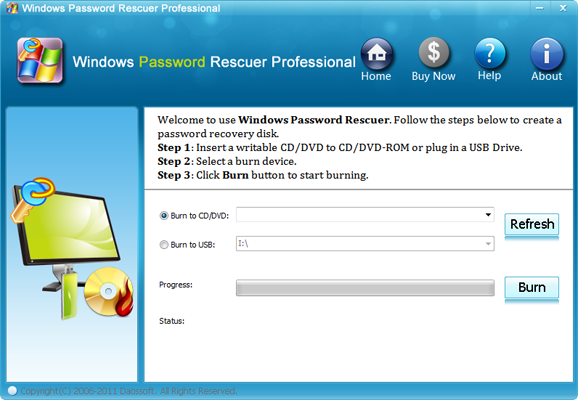 Click to view Windows Password Rescuer Professional 6.0.0.1 screenshot