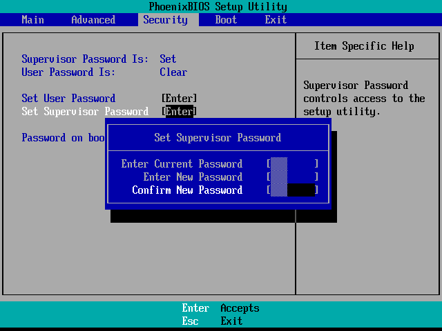 reset bios password