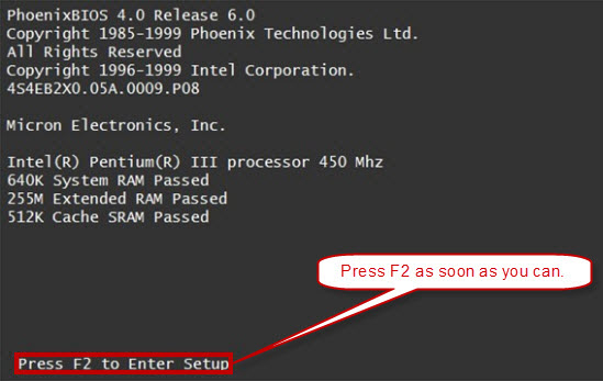 Phoenix bios entry key