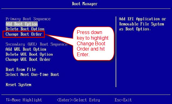 IBM bios menu