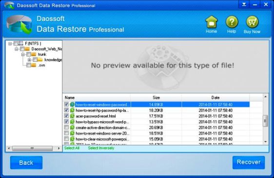 check, recover files