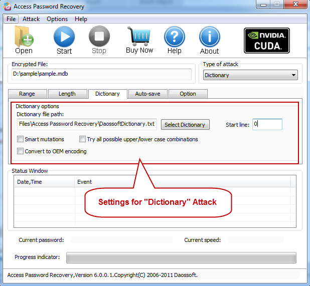 Setting Dictionary Attack