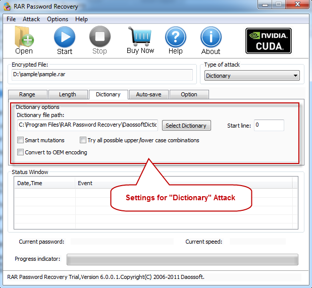 Setting Dictionary Attack