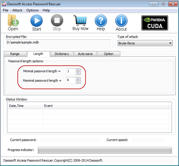 Password length settings