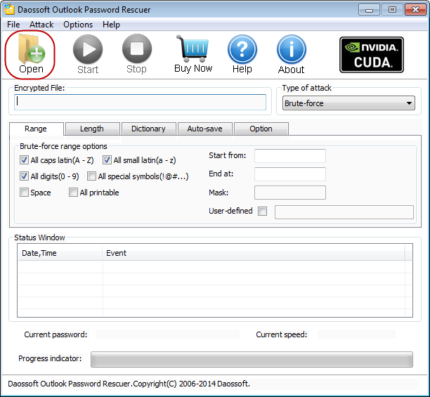 Select the lost outlook password file