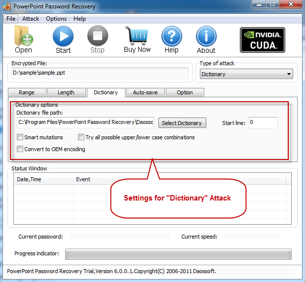 Setting Dictionary Attack