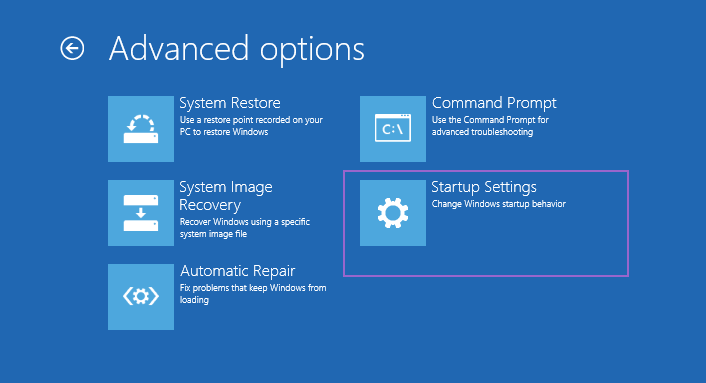 Click Startup settings