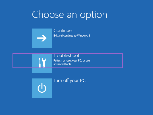 Click Troubleshoot 