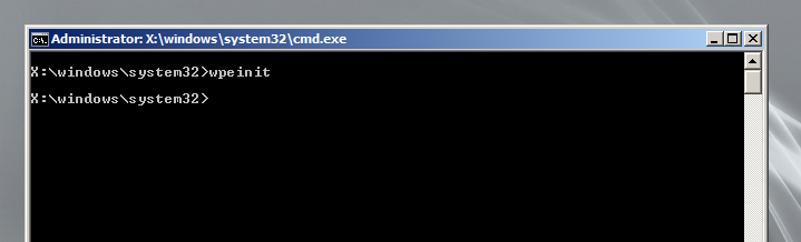 open Windows PE Command Prompt