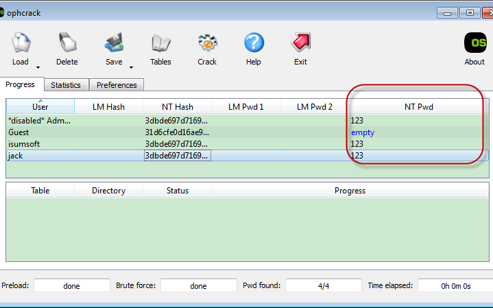 ophcrack using guide