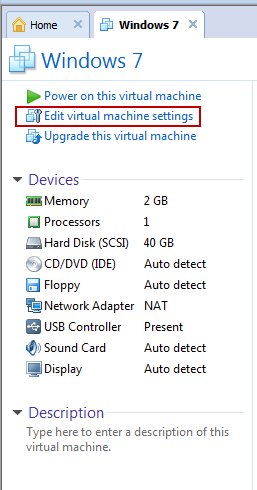 edit virtual machine settings