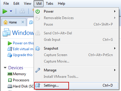 Virtual Machine Settings