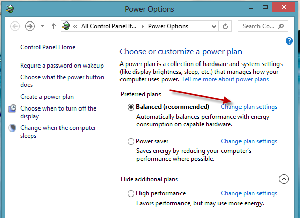 click change plan settings