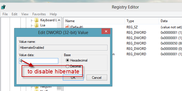 disable hibernate