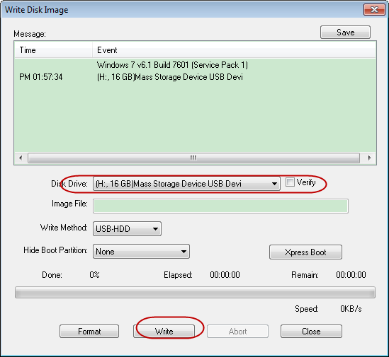 Write disk image